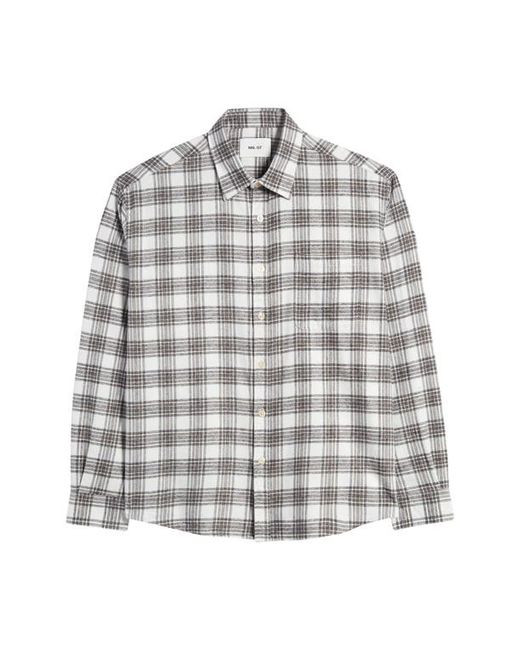 Nn07 Deon 5465 Plaid Organic Cotton Flannel Button-Up Shirt in at Small