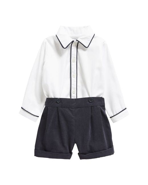 Rachel Riley Piped Cotton Button-Up Shirt Corduroy Shorts Set in at 12M