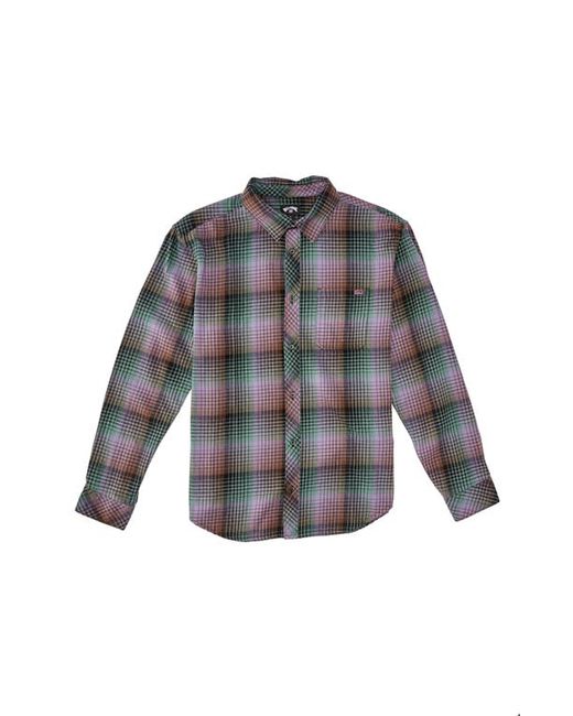 Billabong Coastline Plaid Cotton Flannel Button-Up Shirt in at Small