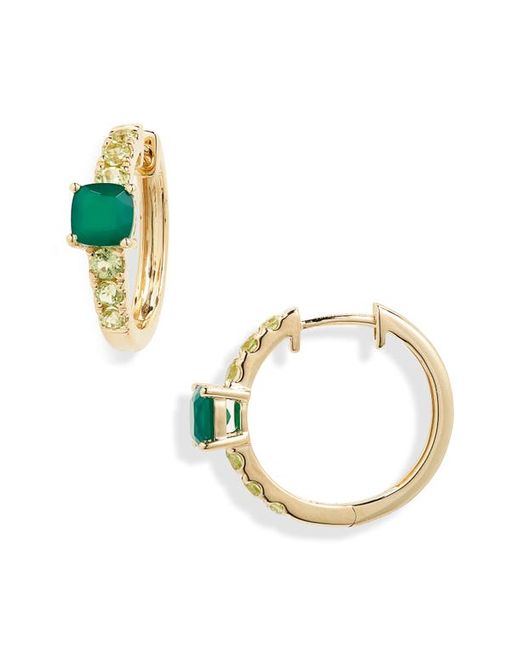 Bony Levy 14K Gold Peridot Green Onyx Hoop Earrings in at