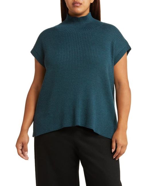 Eileen Fisher Turtleneck Short Sleeve Wool Sweater in at 1X