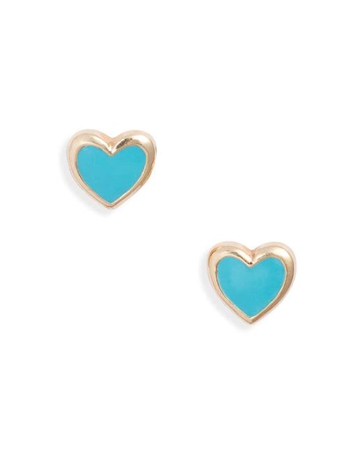 Anzie Enamel Heart Stud Earrings in at