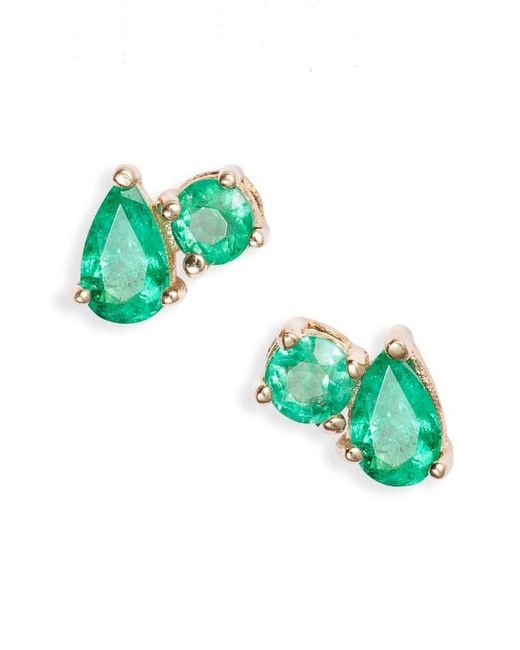 Anzie x Mel Soldera Jumelle Emerald Stud Earrings in at