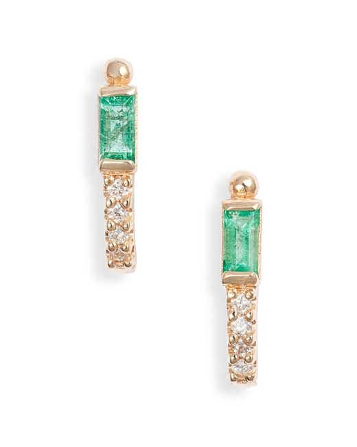 Anzie Cleo Diamond Emerald Half Hoop Earrings in at