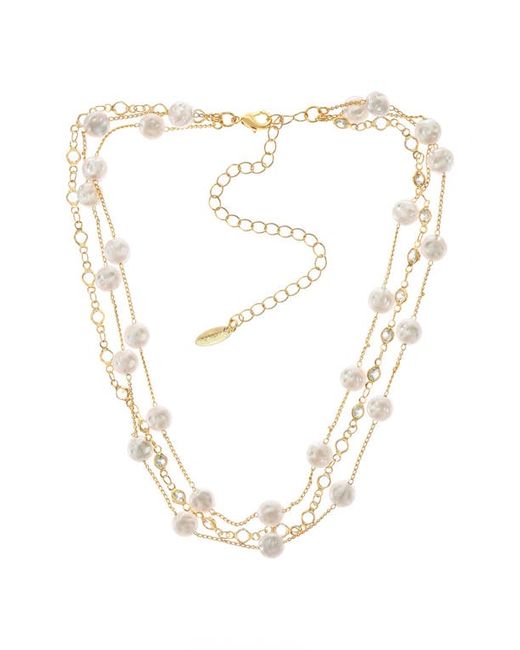 Ettika Imitation Pearl Cubic Zirconia Layered Necklace in at