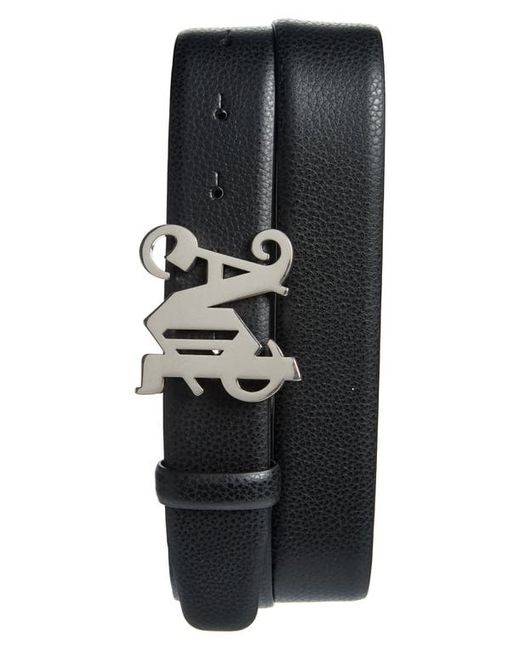 Palm Angels Monogram Buckle Leather Belt in at 85