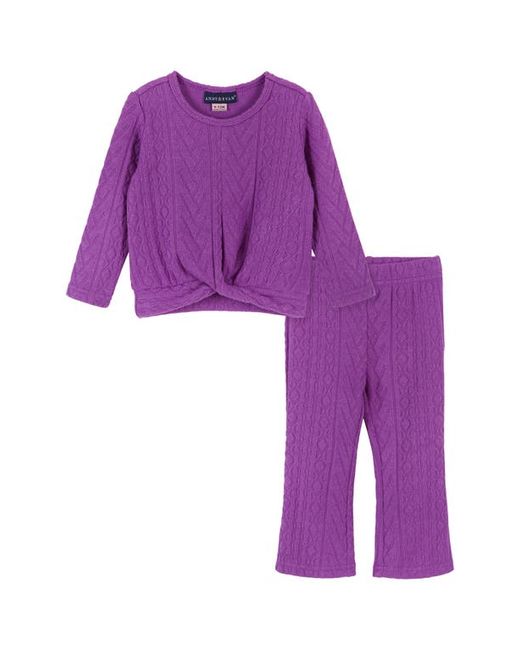 Andy & Evan Long Sleeve Knit Top Flare Pants Set in at 6-9M