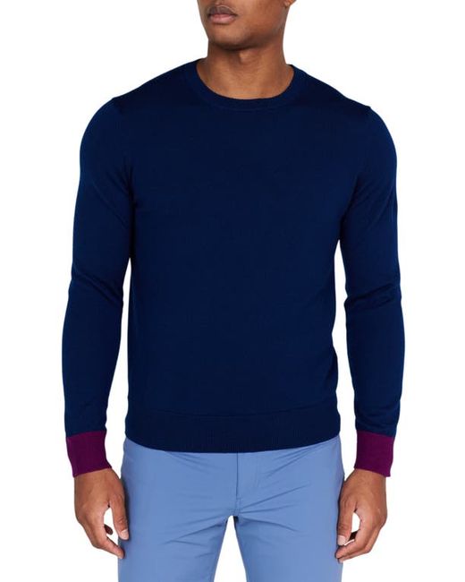 Redvanly Windward Contrast Cuff Merino Wool Sweater in at Small
