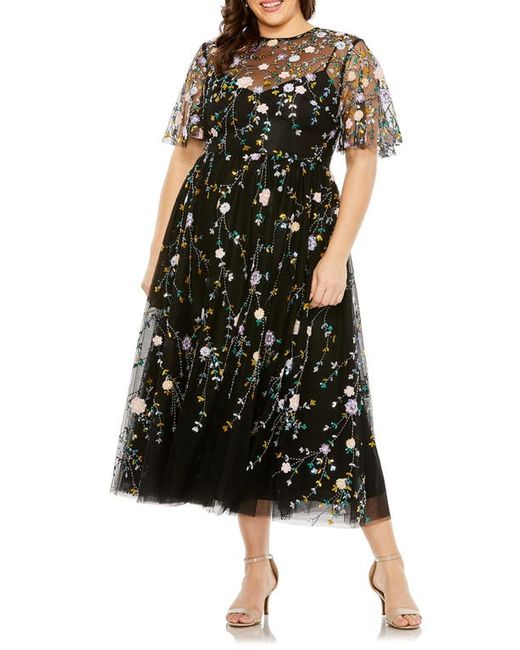Fabulouss By Mac Duggal Sequin Floral A-Line Cocktail Dress in at 14W