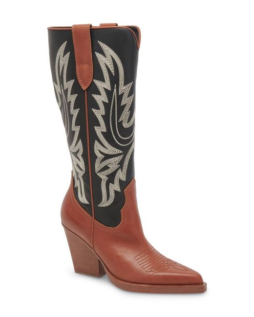 Dolce Vita Blanch Knee High Western Boot in Black Leather at 7.5