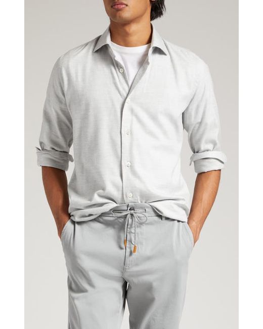 Eleventy Herringbone Cotton Blend Button-Up Shirt in at Small