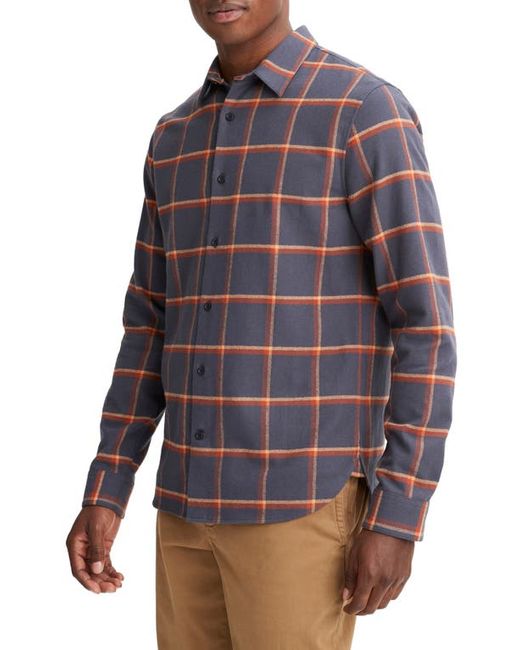 Vince Skipton Plaid Flannel Button-Up Shirt in Night Storm/Rust Amber at Small