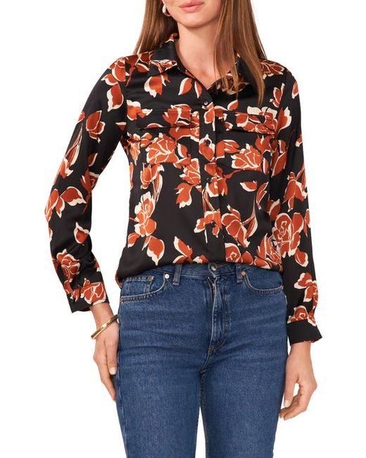 Chaus Floral Print Button-Up Utility Shirt in at Small
