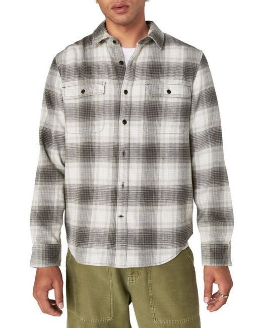 Lucky Brand Plaid Flannel Workwear Button-Up Shirt in Navy/Grey at Small
