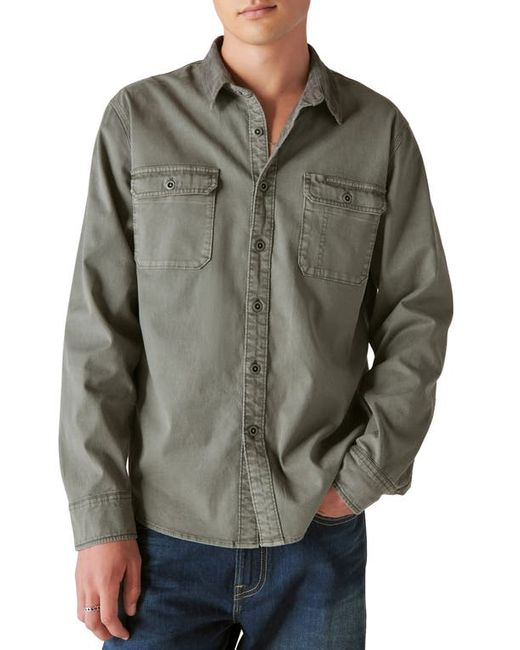 Lucky Brand Washed Corduroy Collar Workwear Button-Up Shirt in at Small