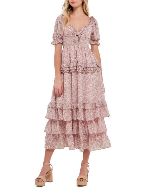 Free the Roses Ruffle Smocked Tiered Maxi Dress in at X-Small