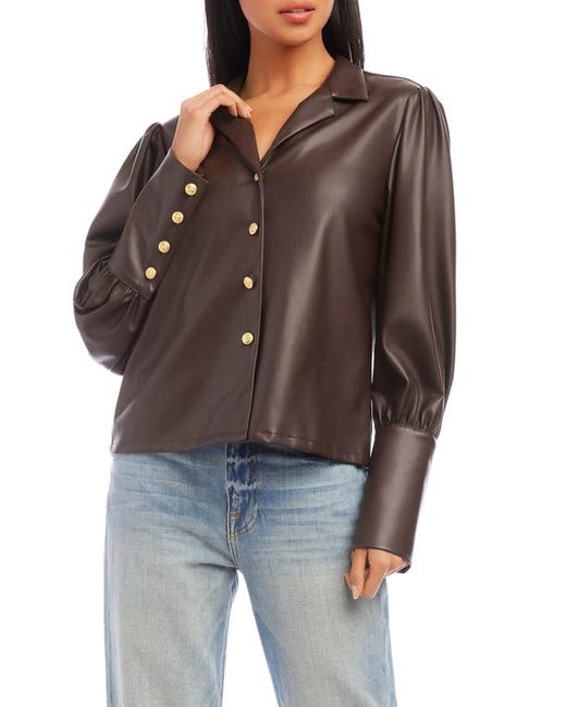 Fifteen-Twenty Faux Leather Button-Up Shirt in at Small