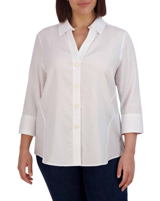 Foxcroft Paityn Check Jaquard Non-Iron Cotton Shirt in at 14W