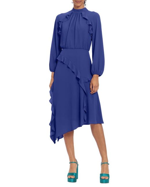 Donna Morgan For Maggy Ruffle Long Sleeve Midi Dress in at 0