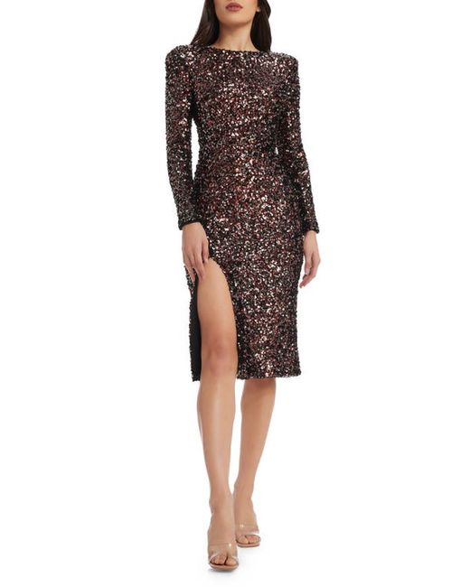 Dress the population Natalie Sequin Long Sleeve Sheath Dress in at Xx-Small