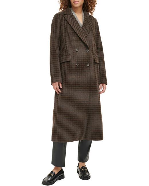 Levi's Houndstooth Check Double Breasted Long Coat in Black/Sealbrown/Dune Hndstth at X-Large