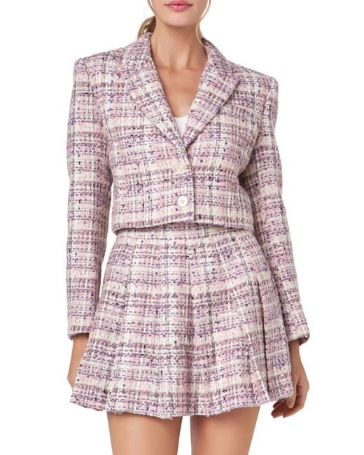 English Factory Tweed Crop Two-Button Blazer in at