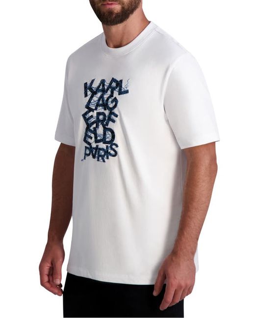 Karl Lagerfeld Embroidered Cotton Graphic T-Shirt in at