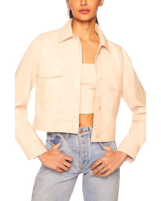 susana monaco Faux Leather Crop Cargo Jacket in at X-Small