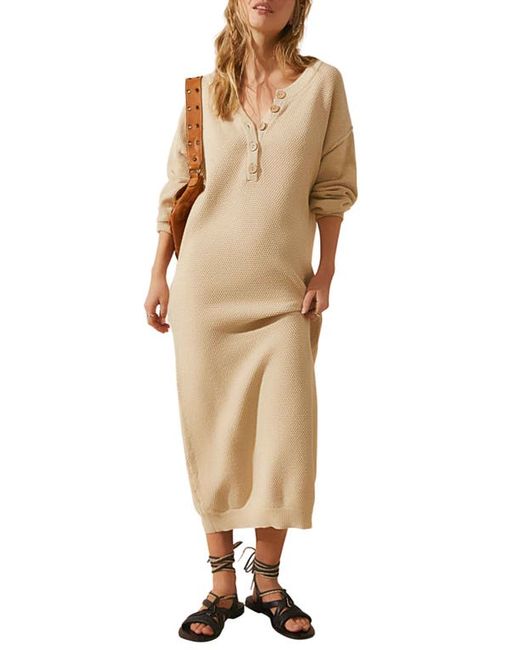 Free People Hailee Long Sleeve Cotton Sweater Dress in at
