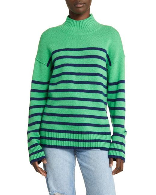 Rails Sasha Stripe Wool Cashmere Mock Neck Sweater in at X-Small