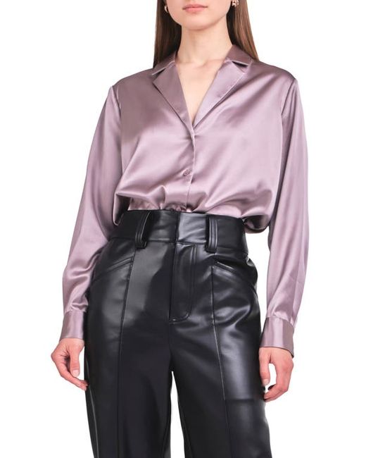 Endless Rose Satin Button-Up Blouse in at X-Small