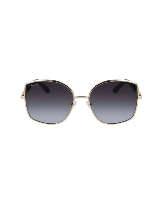 Ferragamo Gancini 57mm Gradient Oval Sunglasses in Gold/Grey at
