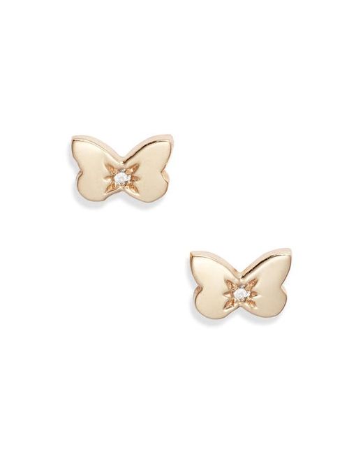 Anzie Mini Diamond Butterfly Stud Earrings in at