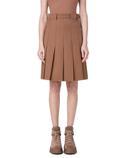 Akris Pleated Virgin Wool Double Face Skirt in at 8