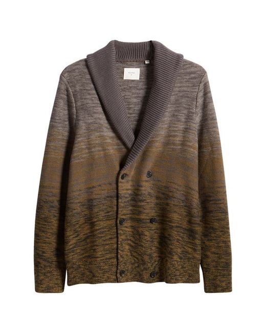 Billy Reid Gradient Double Breasted Cardigan in Olive/Charcoal at Medium