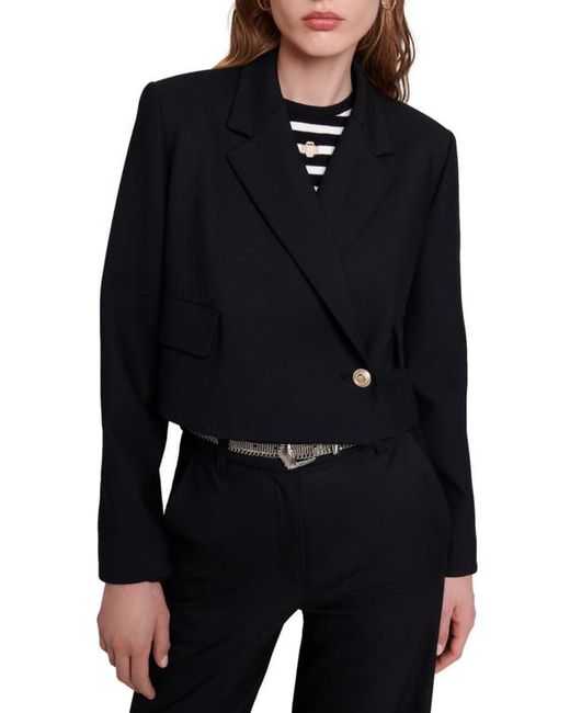 Maje Double Breasted Straight Cut Crop Jacket in at 1