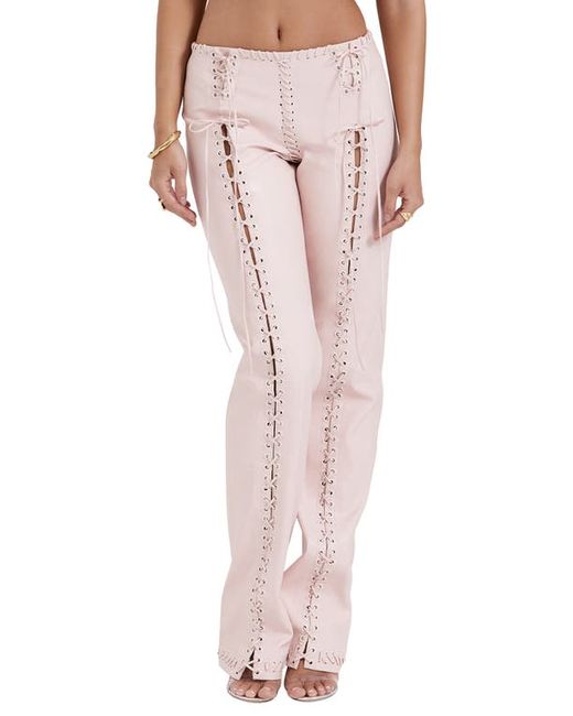 House Of Cb Elliott Lace Up Faux Leather Pants in at X-Small