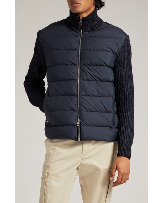 Moncler Mixed Media Down Puffer Cardigan in at