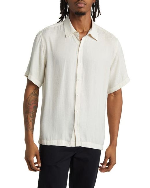 Saturdays NYC Bruce Leopard Jacquard Short Sleeve Button-Up Shirt in at Small
