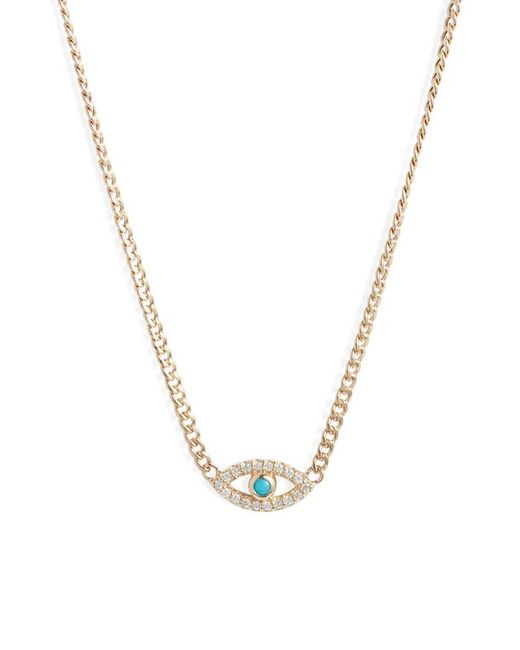 Zoe Chicco Evil Eye Turquoise Diamond Pendant Necklace in at