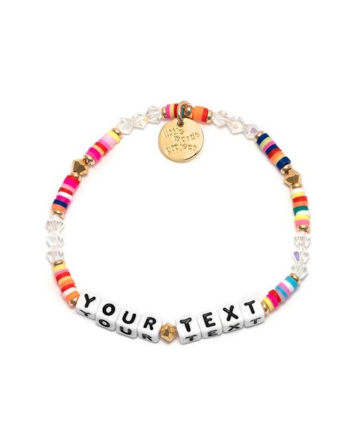 Little Words Project Rainbow Custom Beaded Stretch Bracelet in White/Rainbow Multi at