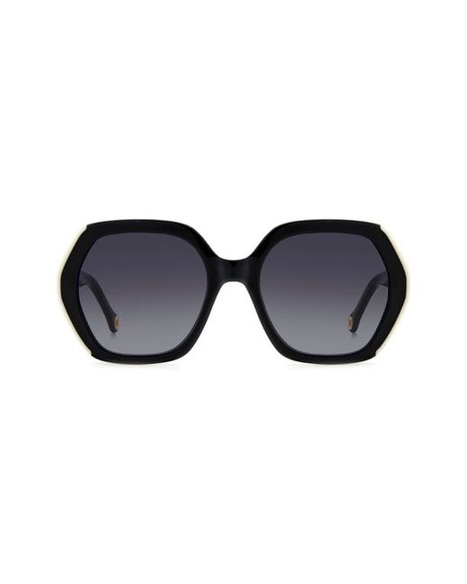 Carolina Herrera 55mm Gradient Square Sunglasses in Black White/Grey Shaded at