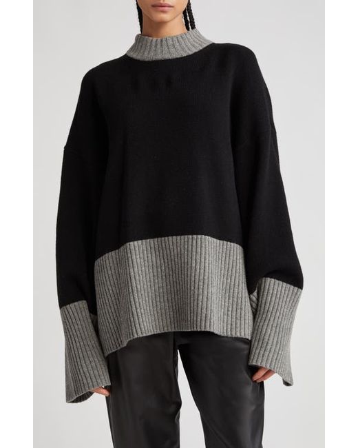 Stand Studio Wool Crewneck Sweater in Black/Lead Grey at Xx-Small