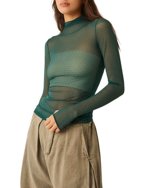 Free People On the Dot Layering Mesh Turtleneck in at X-Small