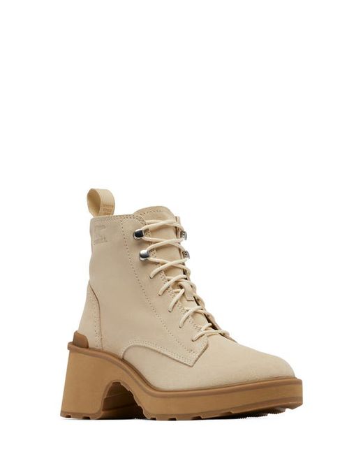 Sorel Hi-Line Lace-Up Boot in Bleached Ceramic/Caribou Buff at 5.5