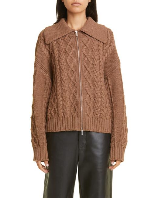 Proenza Schouler Chunky Cable Virgin Wool Zip Sweater in at X-Small