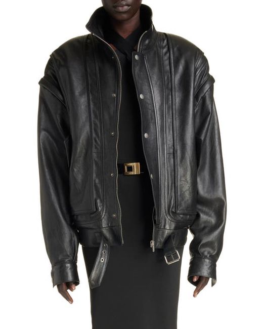 Saint Laurent Oversize Lambskin Leather Jacket in at
