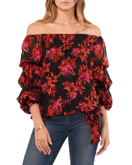 Vince Camuto Balloon Sleeve Off the Shoulder Top in Rich Black at Xx-Small