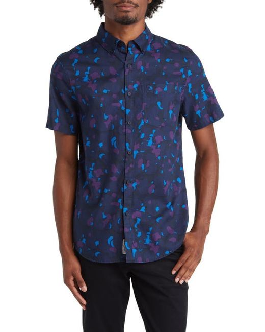 Original Penguin Slim Fit Camo Print Short Sleeve Button-Down Shirt in at Small