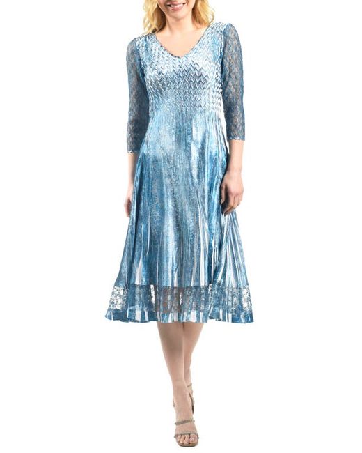 Komarov Lace Sleeve Charmeuse Cocktail Dress in at Small